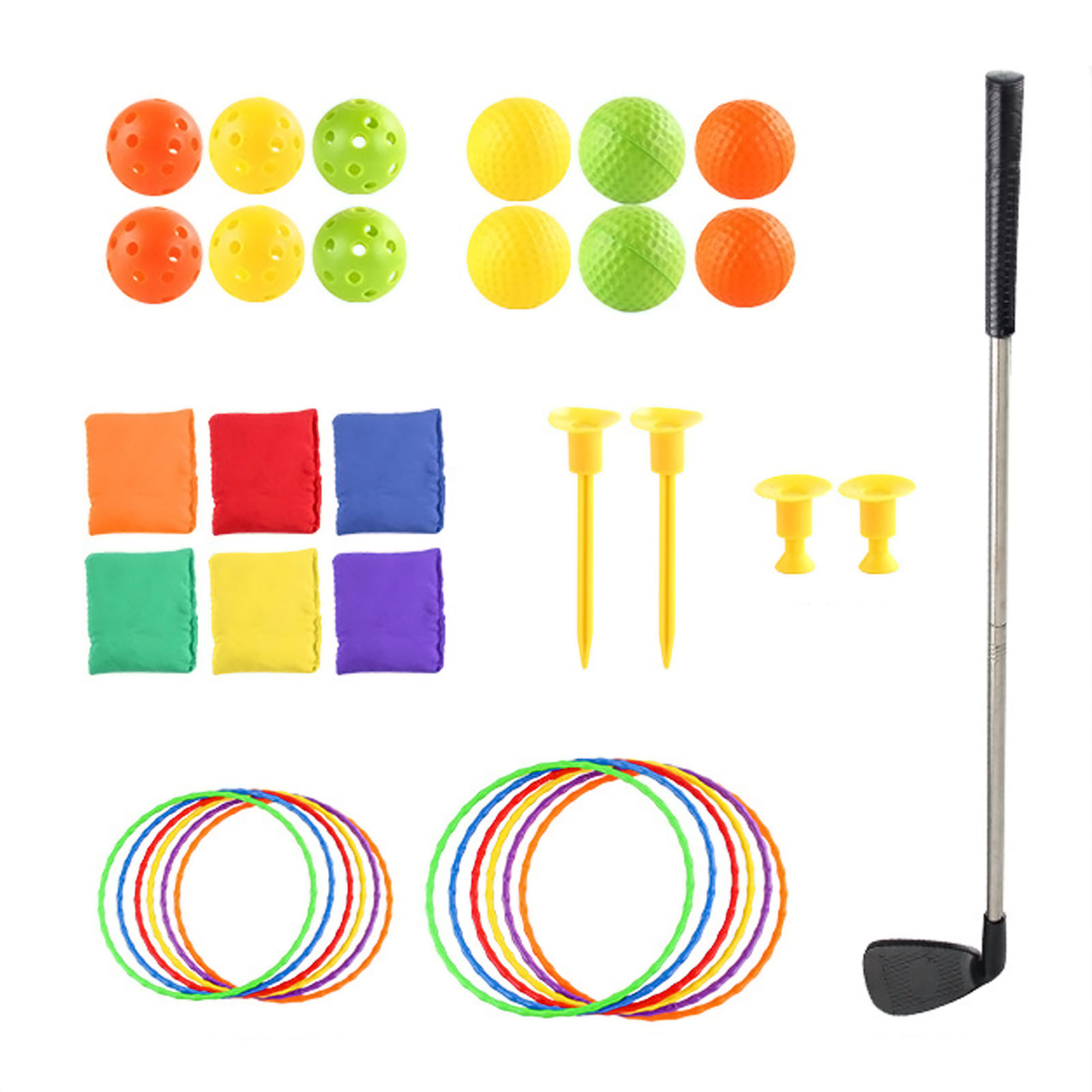 Golf Skill Training Set with Stand and Target Rings